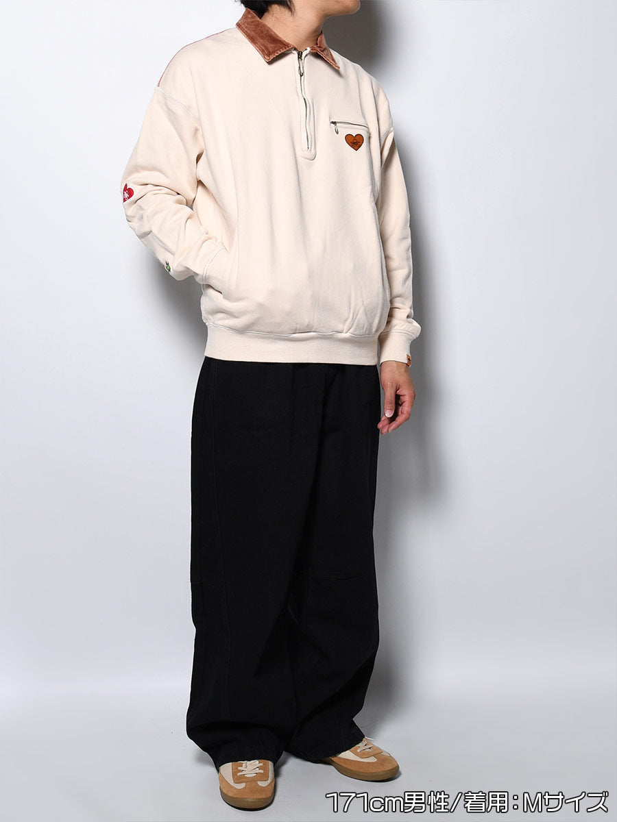 HALF ZIP SWEAT -IVORY-