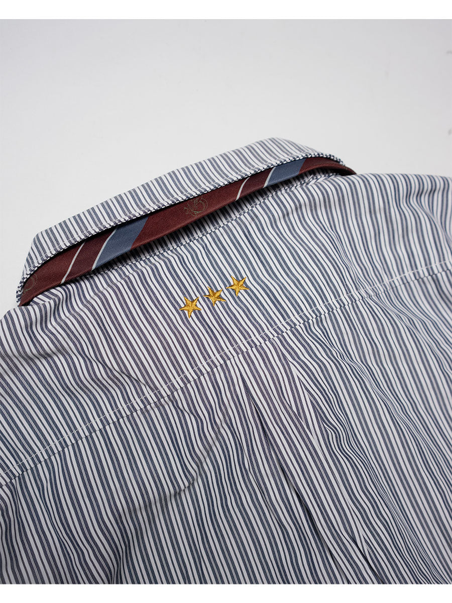 TIE STRIPE LS SHIRT -NAVY-