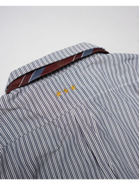 TIE STRIPE LS SHIRT -NAVY-