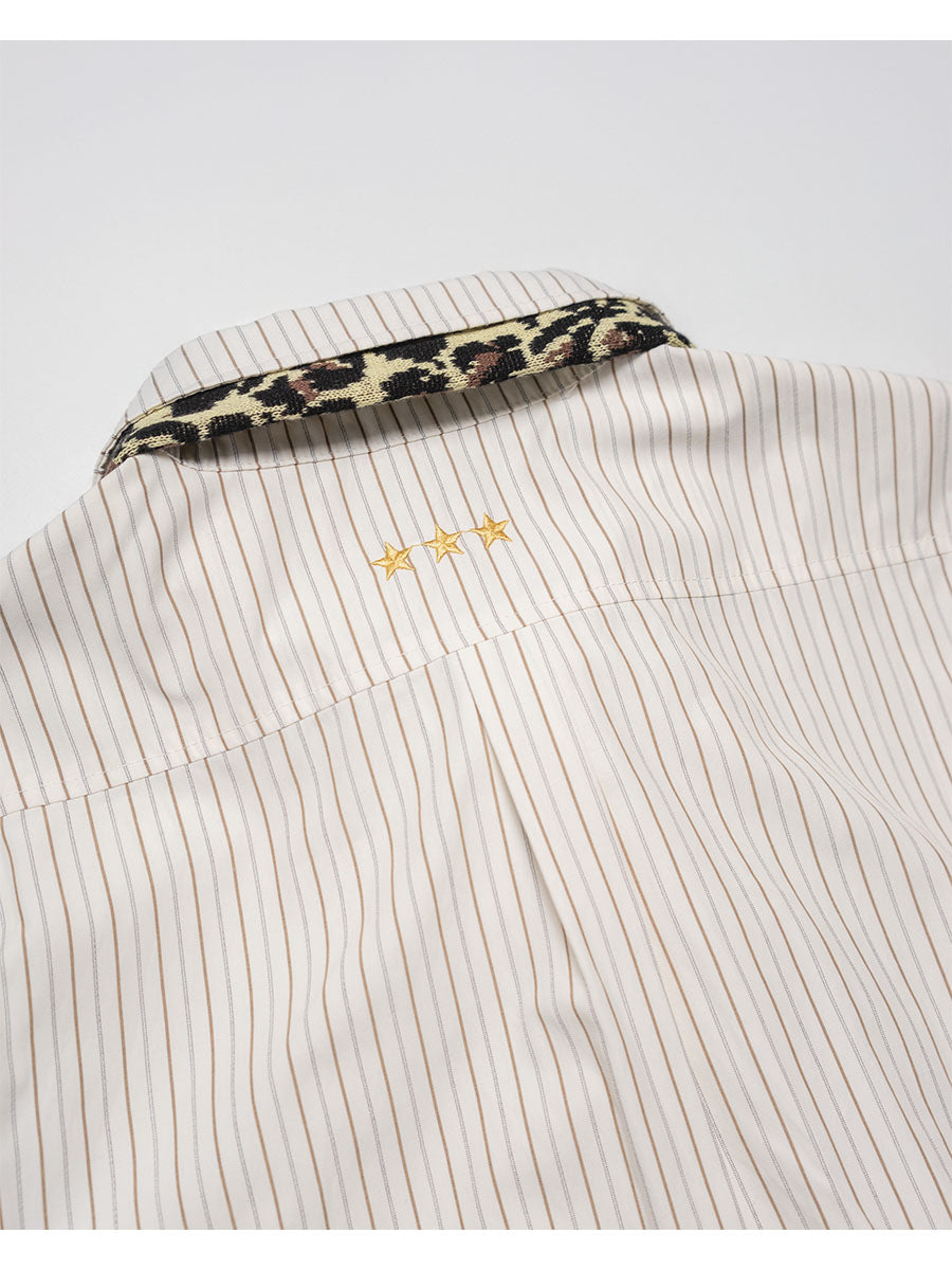 KNIT TIE LS SHIRT -STRIPE(IVORY)-