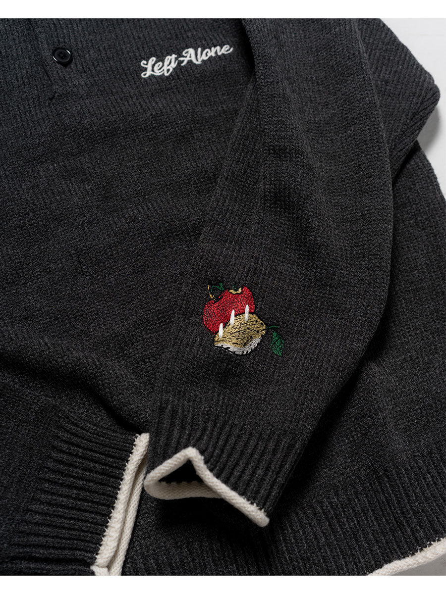 HENLEY STITCH KNIT -CHARCOAL-