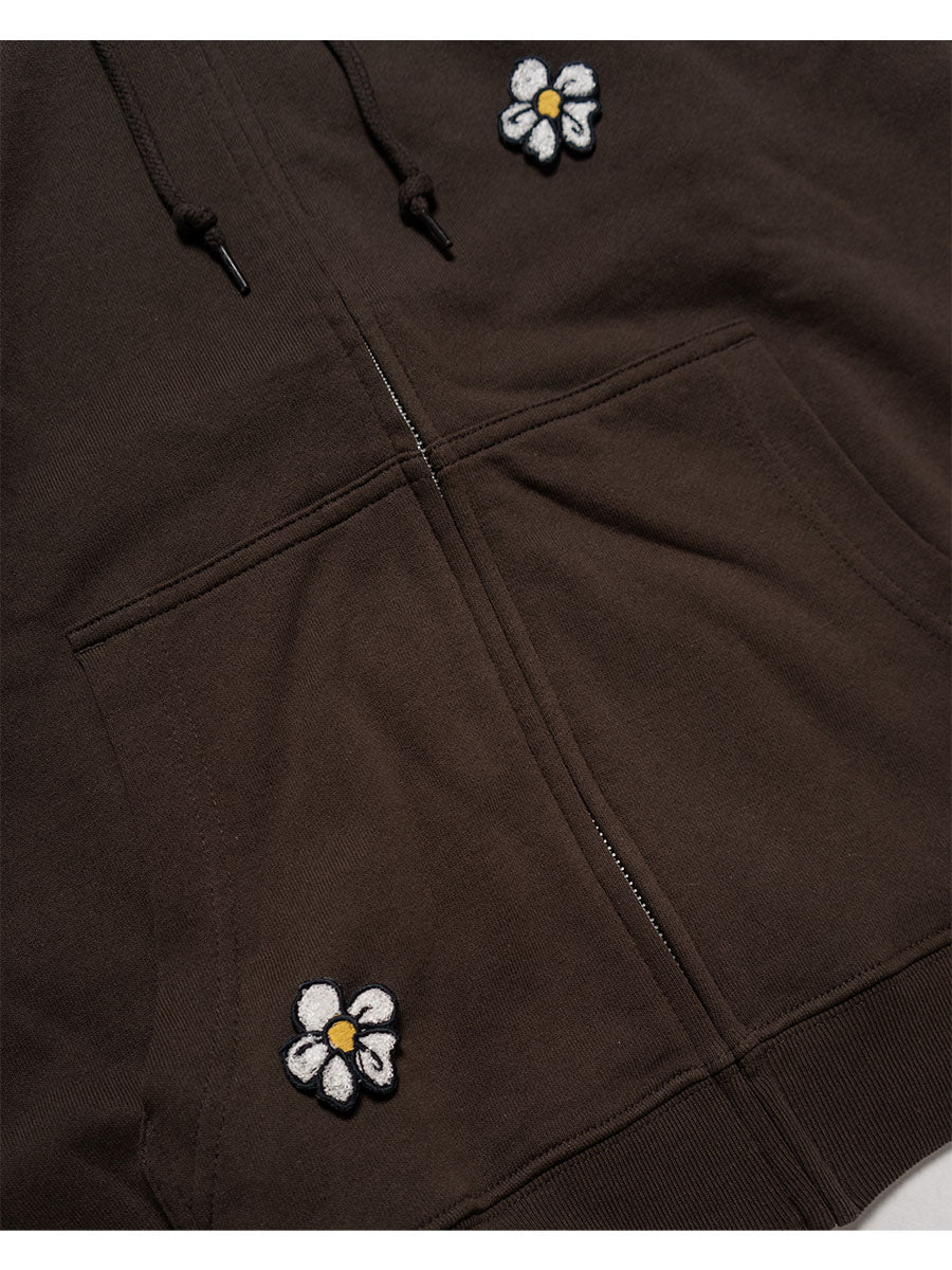 FLOWER ZIP PARKA -BROWN-
