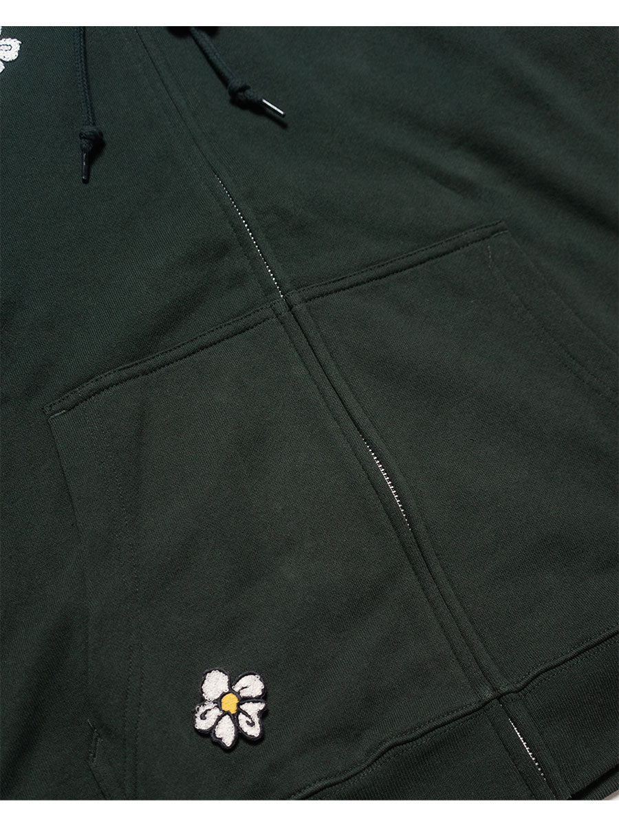 FLOWER ZIP PARKA -GREEN-