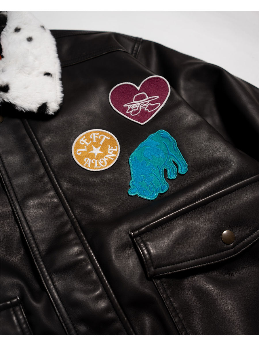 FAKE LEATHER JKT -BLACK-