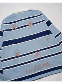 WIDE BORDER KNIT SH -LIGHT BLUE-