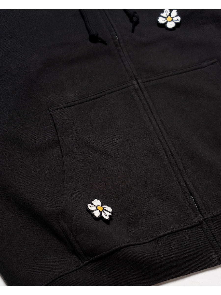 FLOWER ZIP PARKA -BLACK-