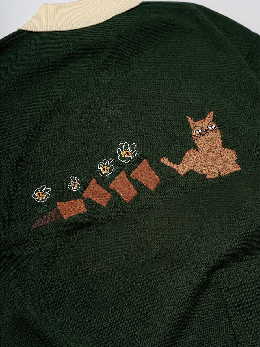 KNIT POLO -GREEN-