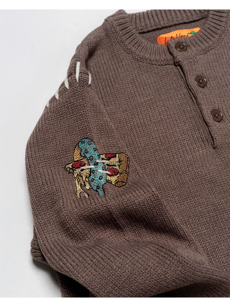 HENLEY STITCH KNIT -GREIGE-