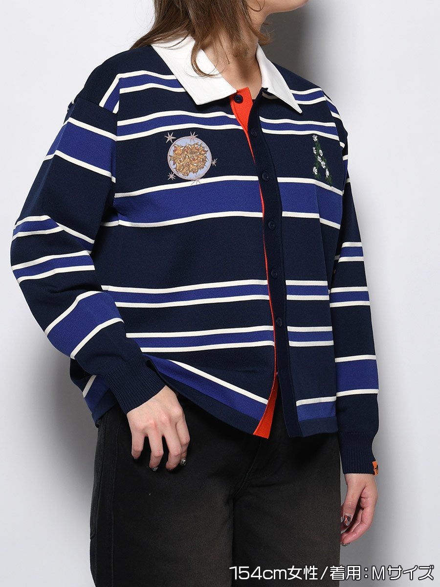 WIDE BORDER KNIT SH -NAVY-