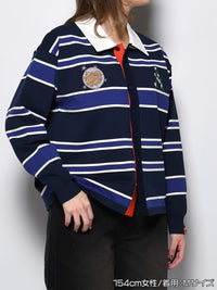 WIDE BORDER KNIT SH -NAVY-