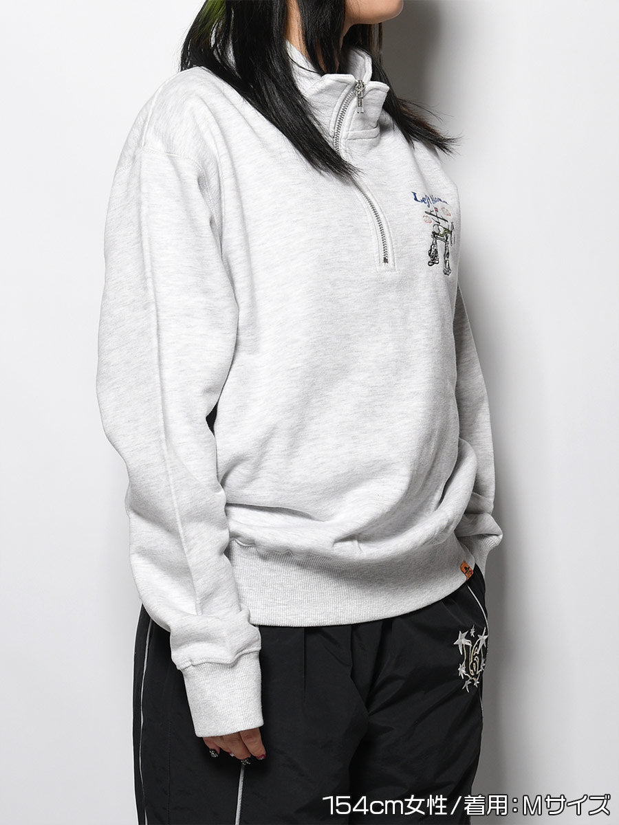 HALF ZIP SWEAT -ASH-
