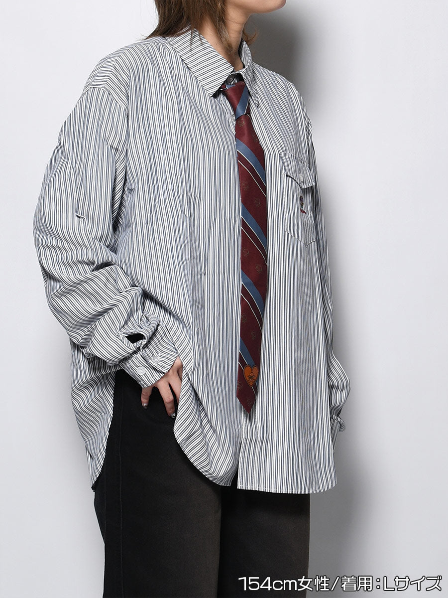 TIE STRIPE LS SHIRT -NAVY-