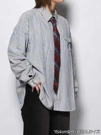 TIE STRIPE LS SHIRT -NAVY-