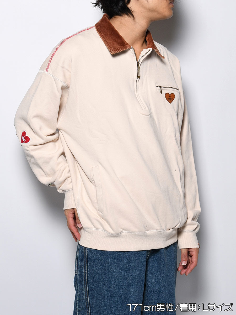 HALF ZIP SWEAT -IVORY-