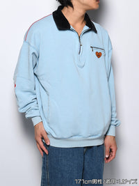 HALF ZIP SWEAT -LIGHT BLUE-