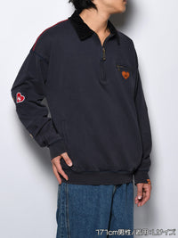 HALF ZIP SWEAT -CHARCOAL-