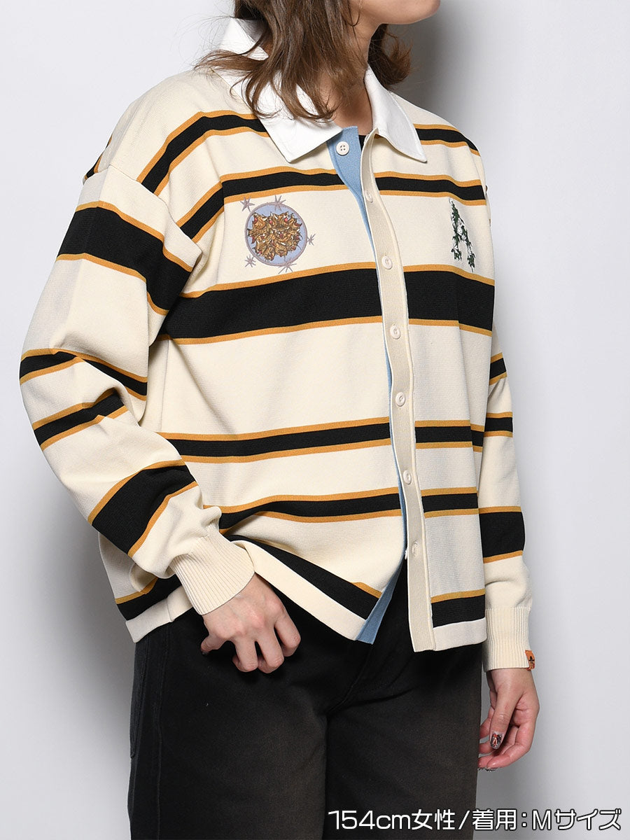 WIDE BORDER KNIT SH -IVORY-