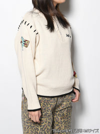 HENLEY STITCH KNIT -IVORY-