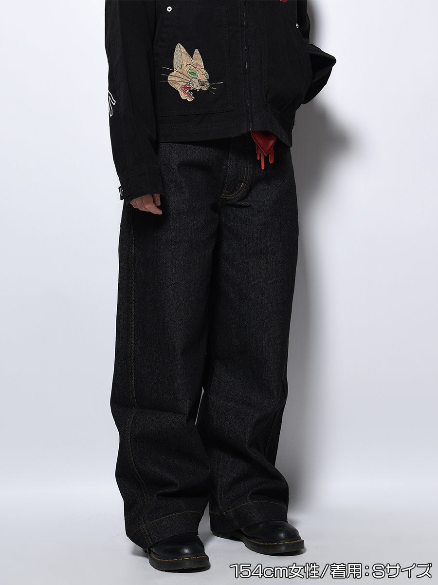 ONE WASH DENIM PANTS -BLACK-
