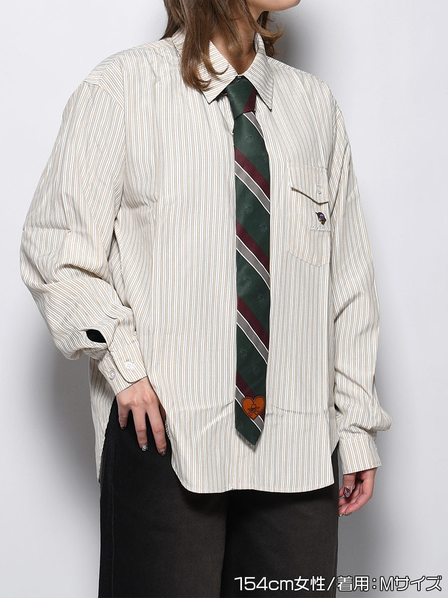 TIE STRIPE LS SHIRT -BEIGE-