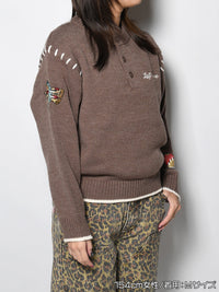 HENLEY STITCH KNIT -GREIGE-