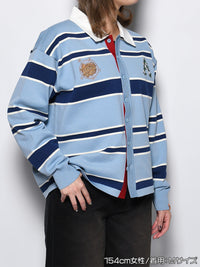 WIDE BORDER KNIT SH -LIGHT BLUE-