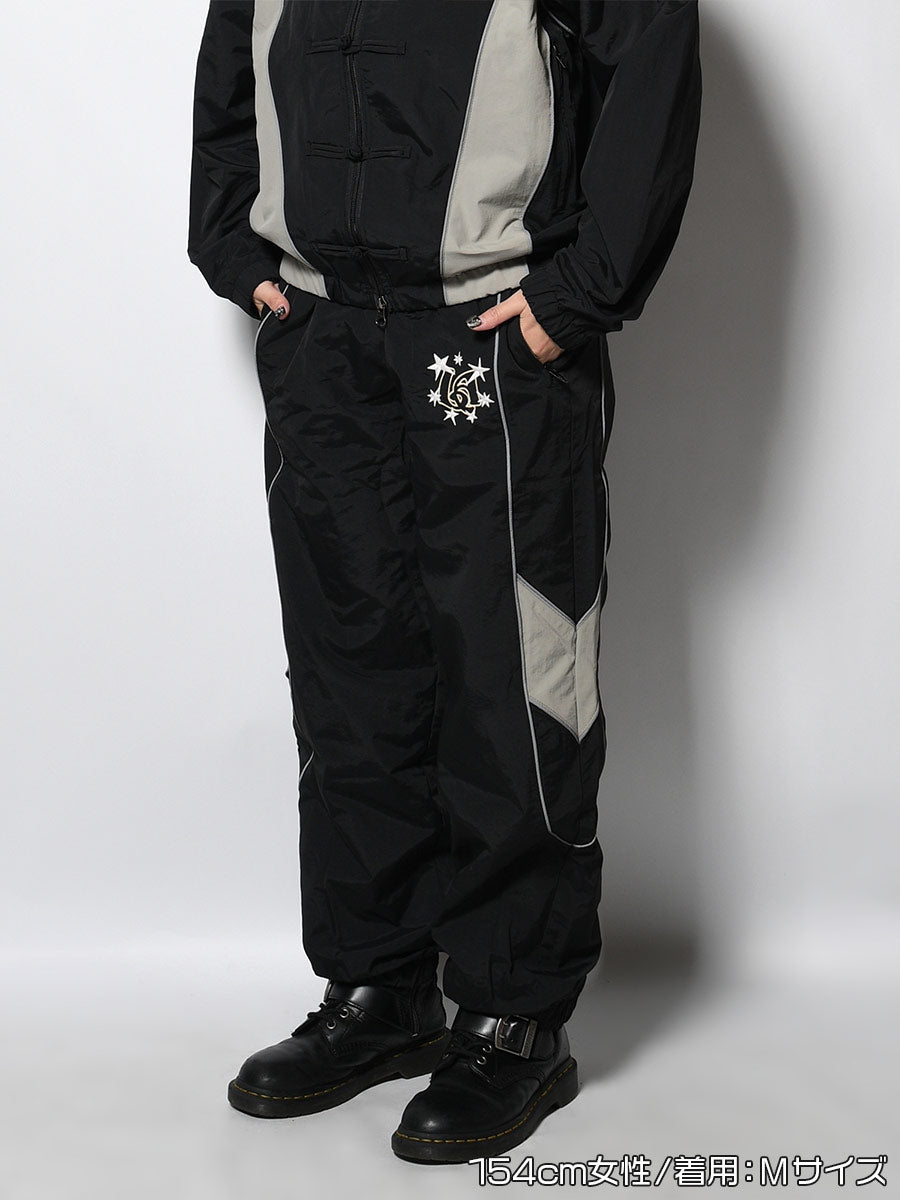 NYLON TRACK PANTS -BLACK-