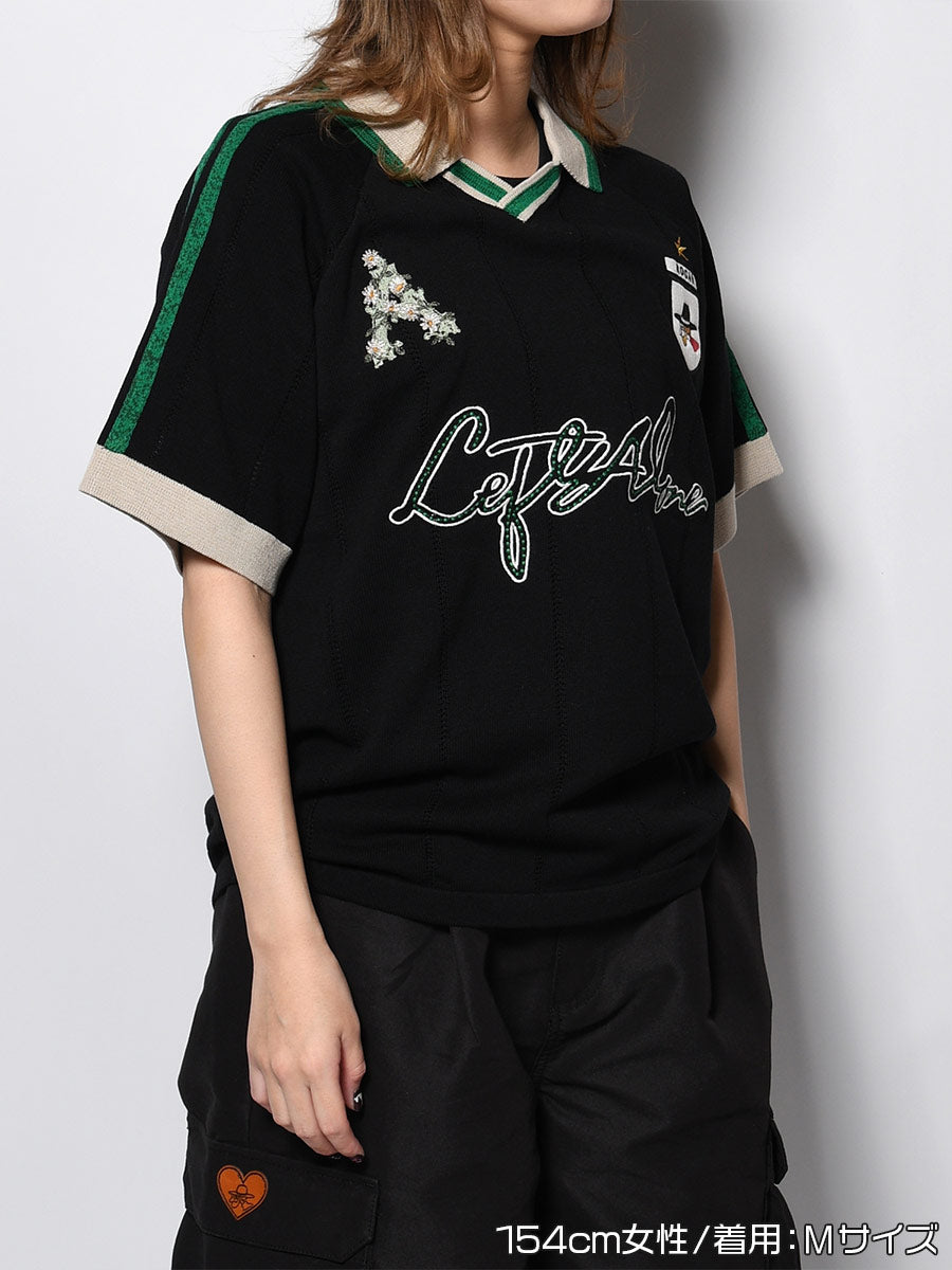 KNIT GAME SHIRT -BLACK-