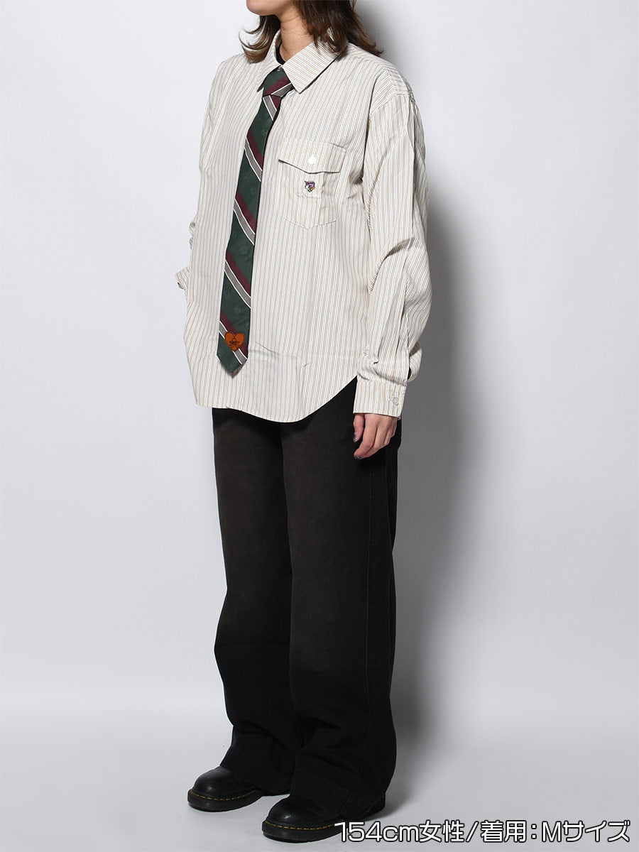 TIE STRIPE LS SHIRT -BEIGE-