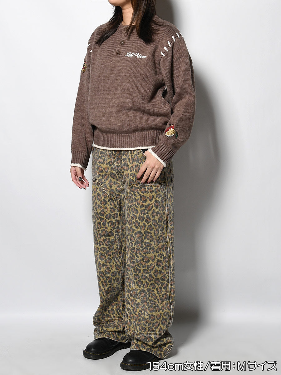 HENLEY STITCH KNIT -GREIGE-