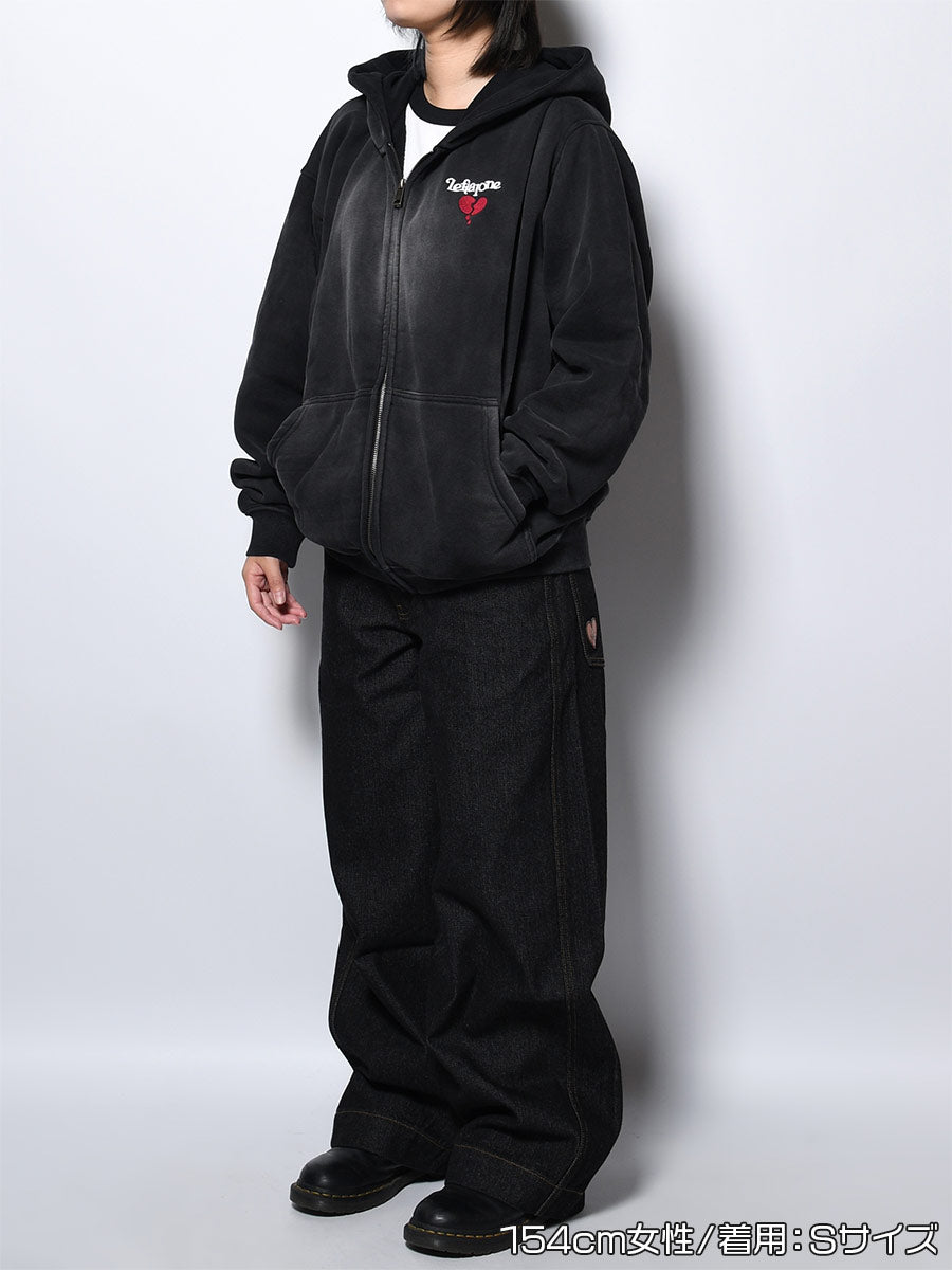 HEART ZIP PARKA -BLACK-