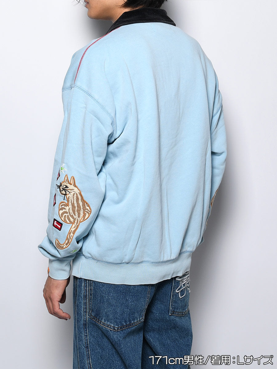 HALF ZIP SWEAT -LIGHT BLUE-