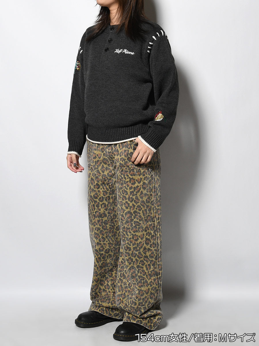 HENLEY STITCH KNIT -CHARCOAL-