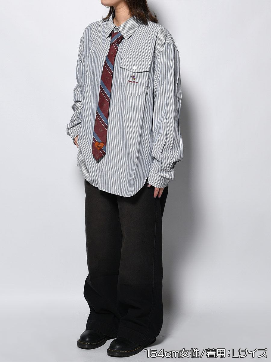 TIE STRIPE LS SHIRT -NAVY-