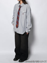 TIE STRIPE LS SHIRT -NAVY-