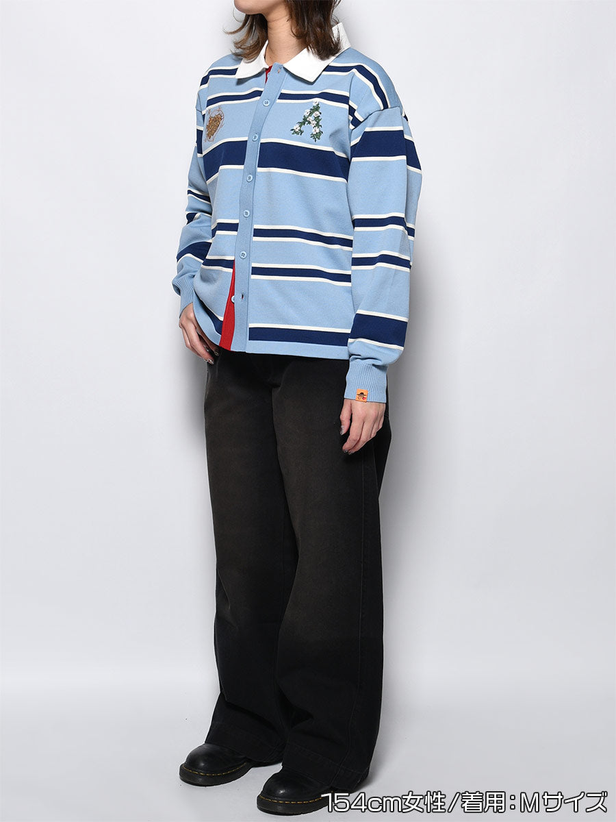 WIDE BORDER KNIT SH -LIGHT BLUE-