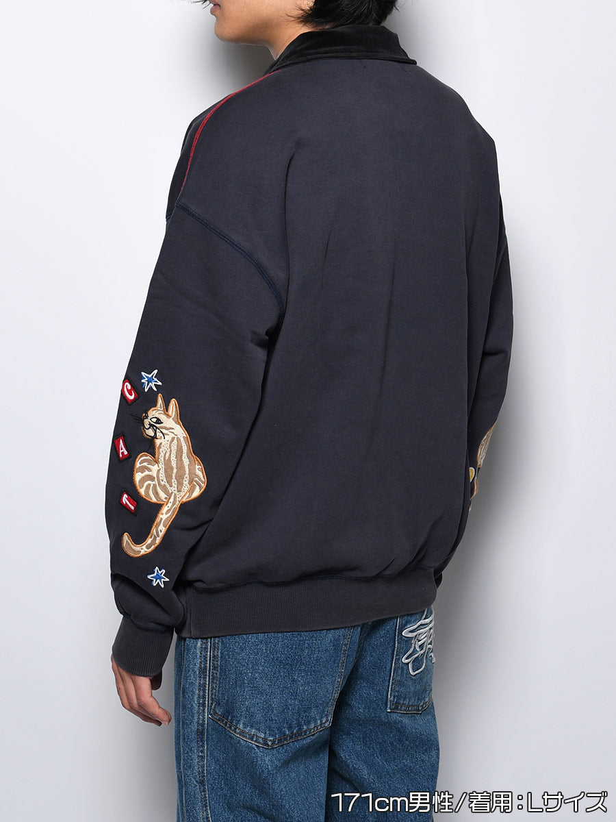 HALF ZIP SWEAT -CHARCOAL-