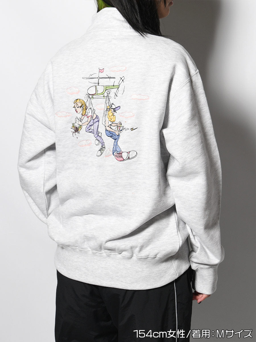 HALF ZIP SWEAT -ASH-