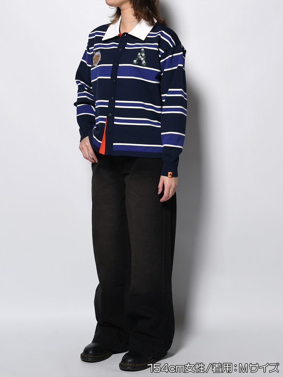 WIDE BORDER KNIT SH -NAVY-