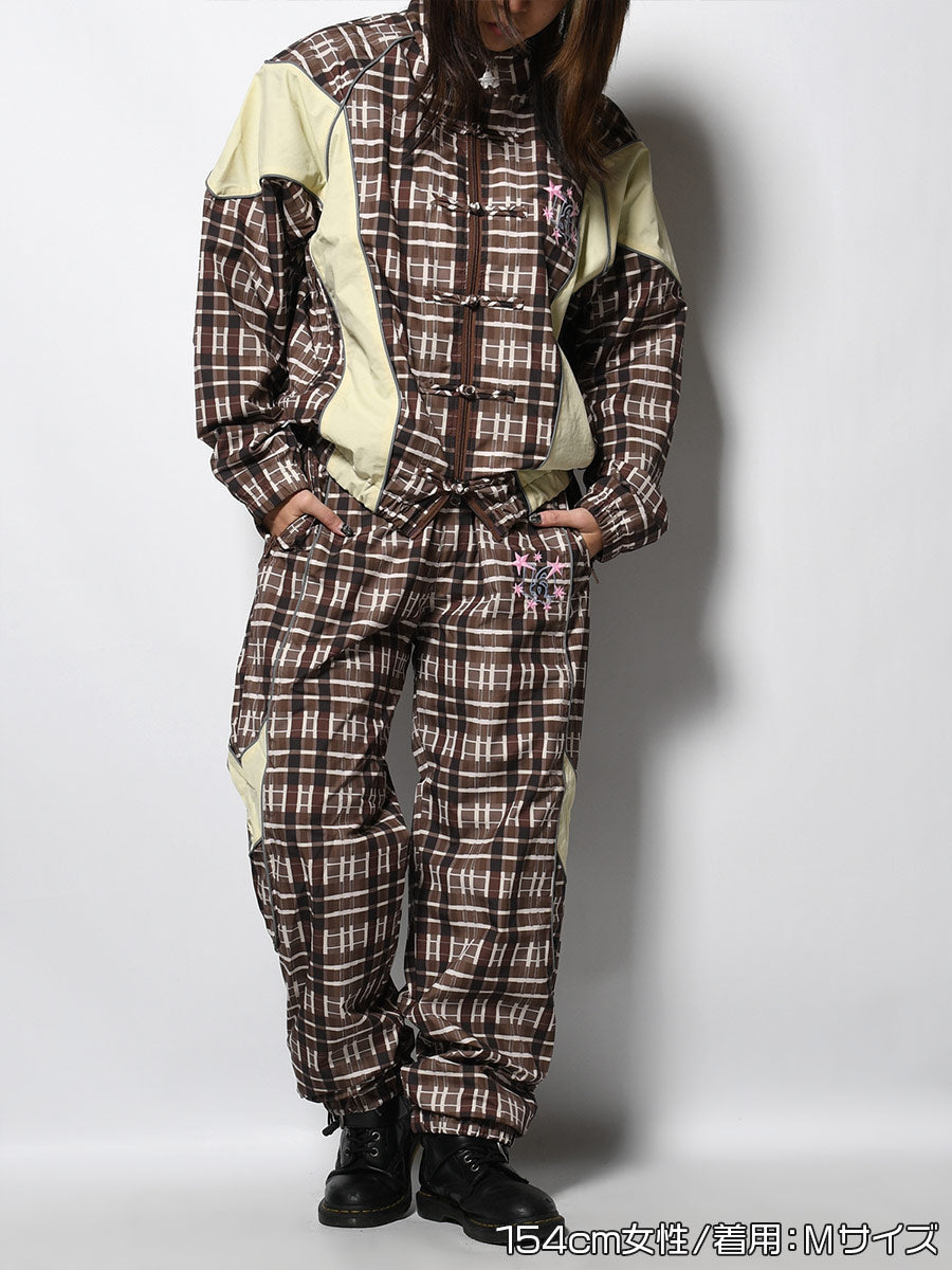 NYLON TRACK PANTS -CHECK-
