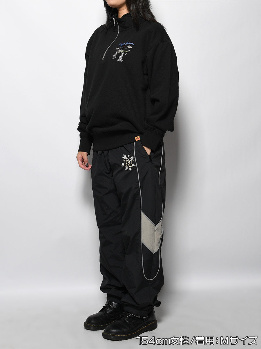 HALF ZIP SWEAT -BLACK-