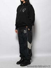 HALF ZIP SWEAT -BLACK-