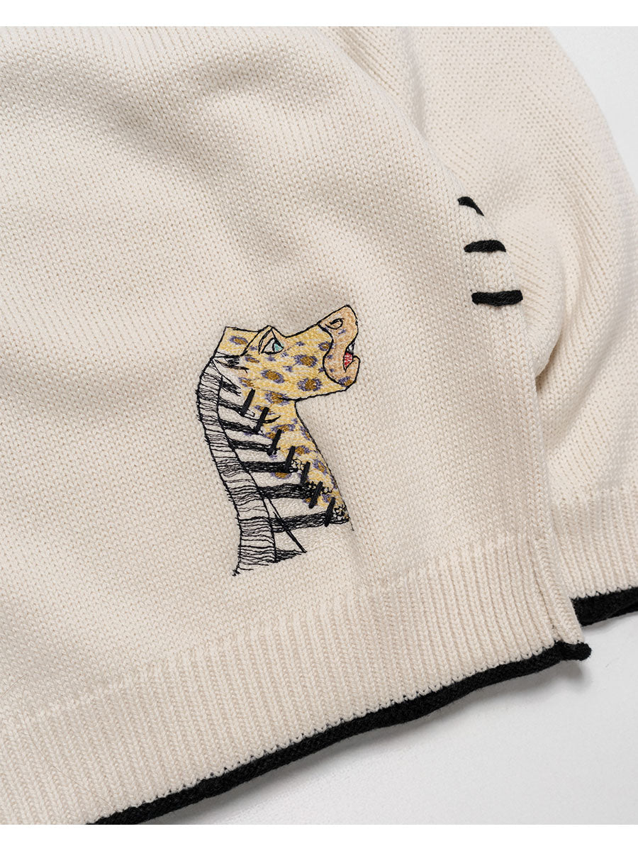 HENLEY STITCH KNIT -IVORY-
