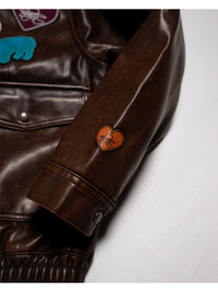 FAKE LEATHER JKT -BROWN-