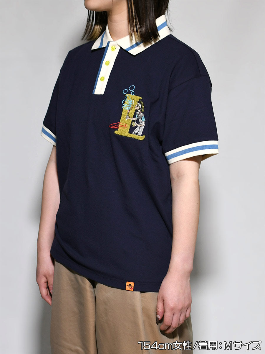 LETERED POLO -NAVY-