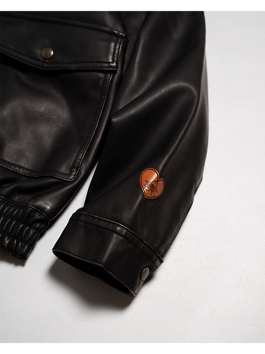 FAKE LEATHER JKT -BLACK-