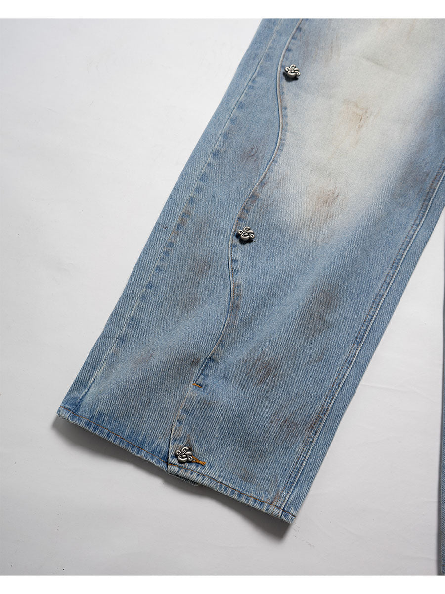 RAW WAVE DENIM PANTS -L.INDIGO-