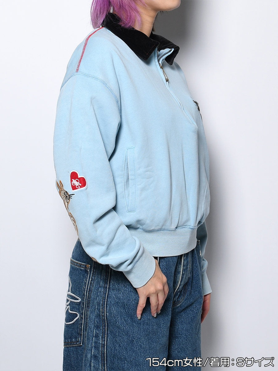 HALF ZIP SWEAT -LIGHT BLUE-