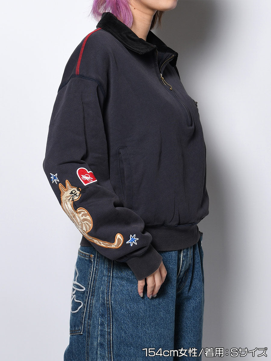 HALF ZIP SWEAT -CHARCOAL-