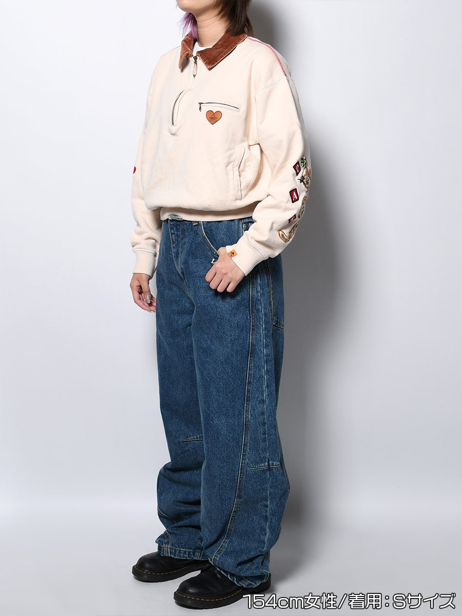 HALF ZIP SWEAT -IVORY-